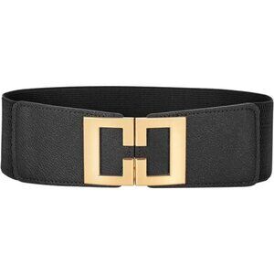 Wide Elastic Belts for Women Dresses Fashion Stretchy Waist Belt with Gold